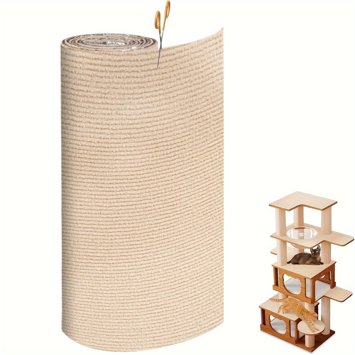 Self-Adhesive Cat Scratch Mat – Trimmable Couch Protector (Beige)