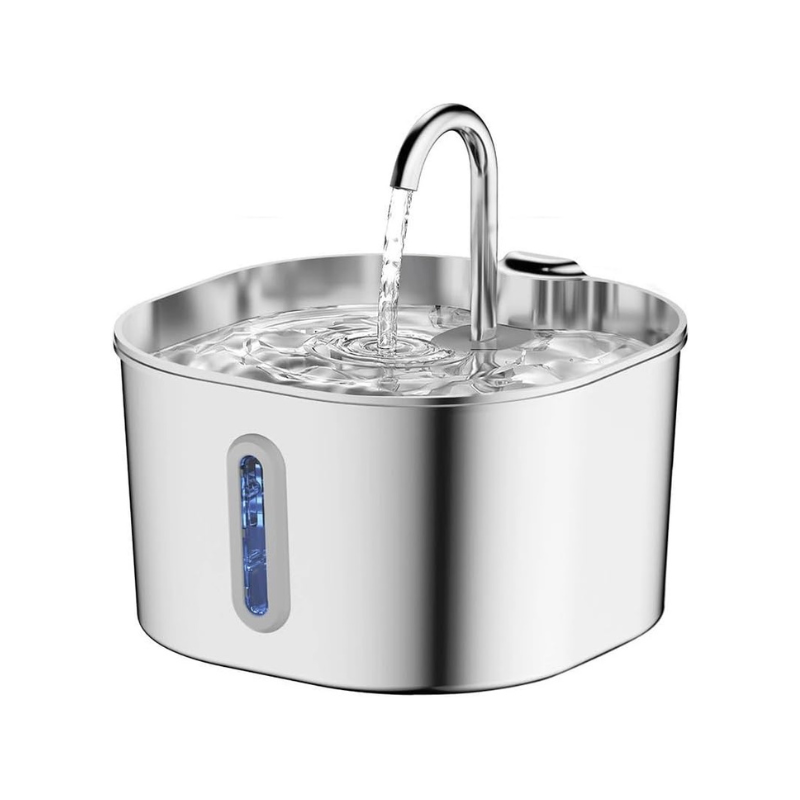 Stainless Steel Cat & Dog Water Fountain with Window (No Plug)