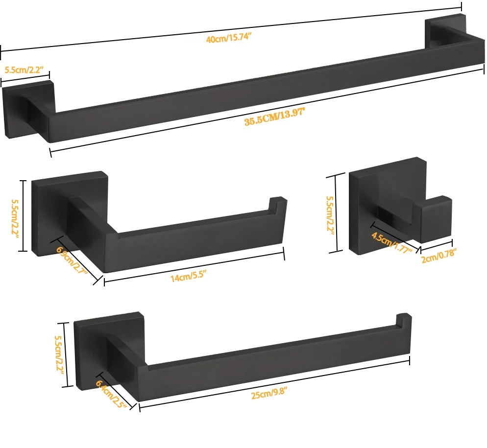 Black Bathroom Hardware Set & Toothbrush Holder Rack