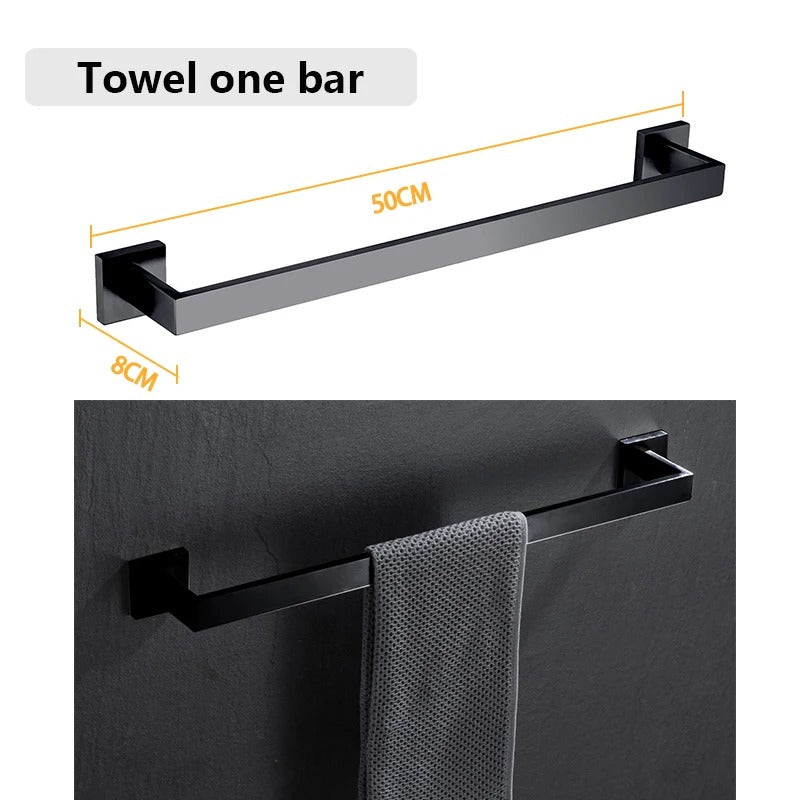 Black Bathroom Hardware Set & Toothbrush Holder Rack