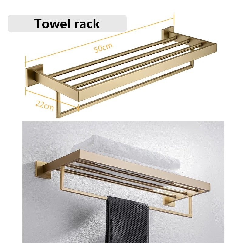 Black Bathroom Hardware Set & Toothbrush Holder Rack