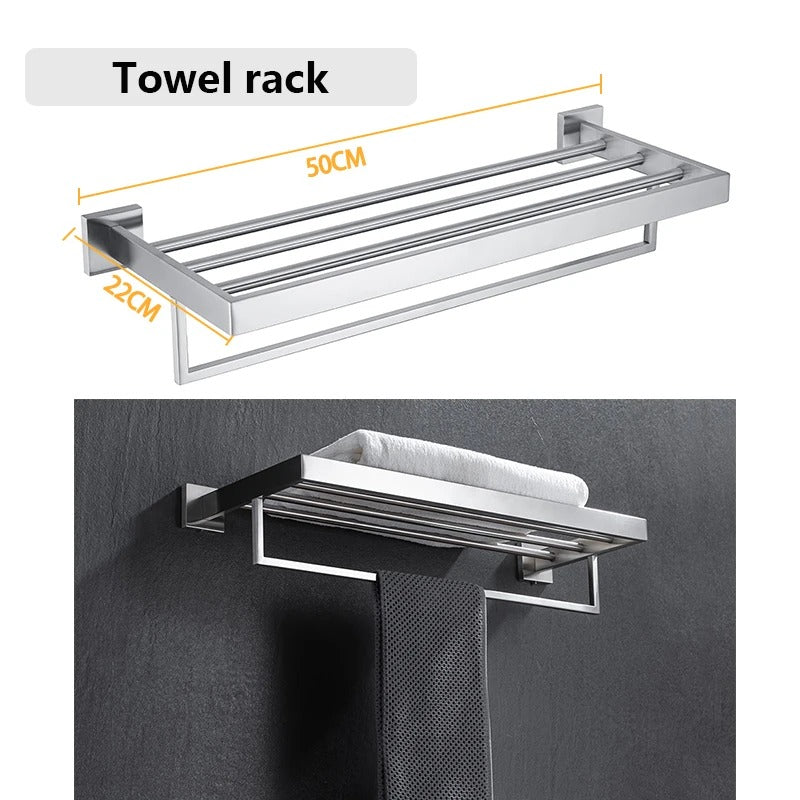 Black Bathroom Hardware Set & Toothbrush Holder Rack