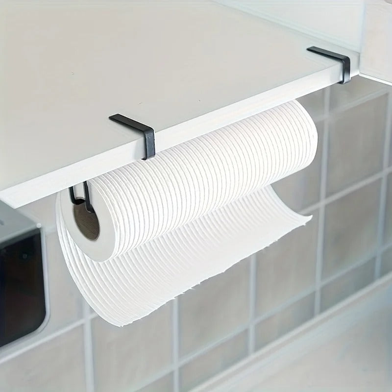 Cabinet Paper Towel Holder – Black Metal Kitchen Roll Rack
