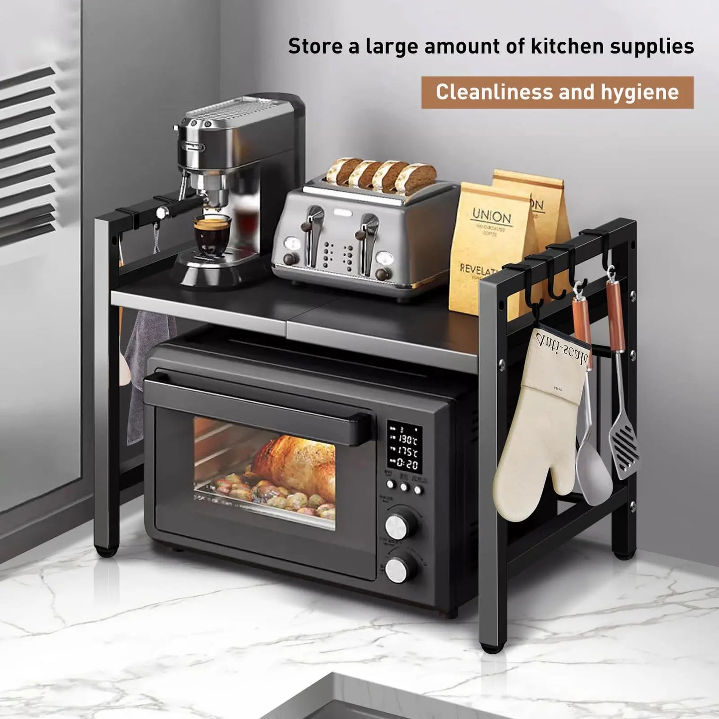 Microwave Adjustable Storage Shelf Stand