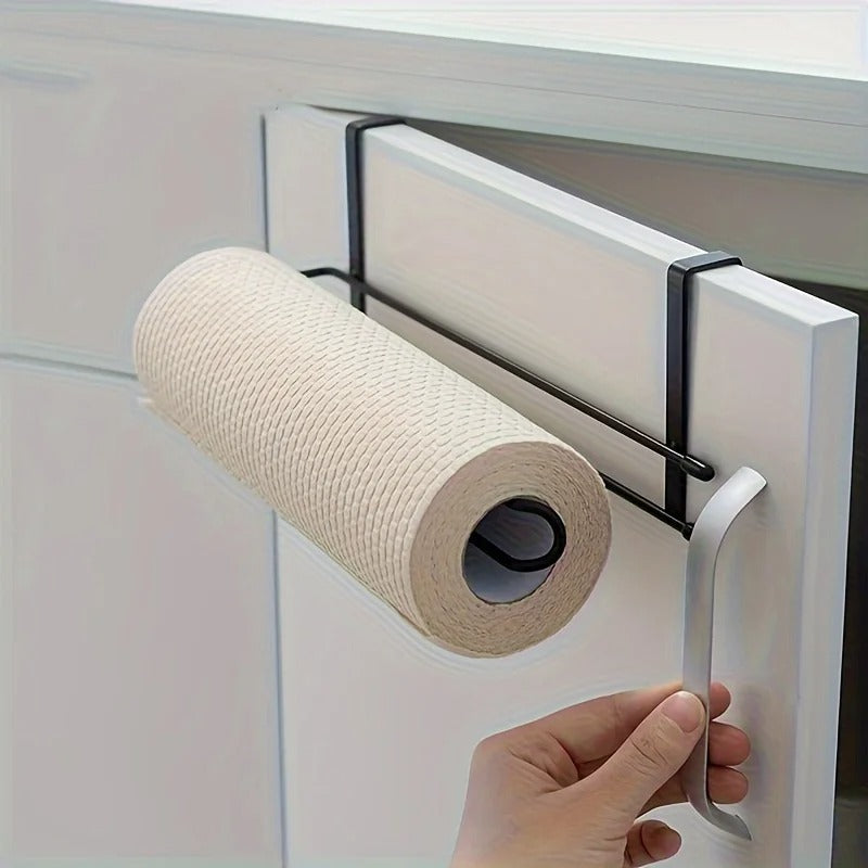 Cabinet Paper Towel Holder – Black Metal Kitchen Roll Rack
