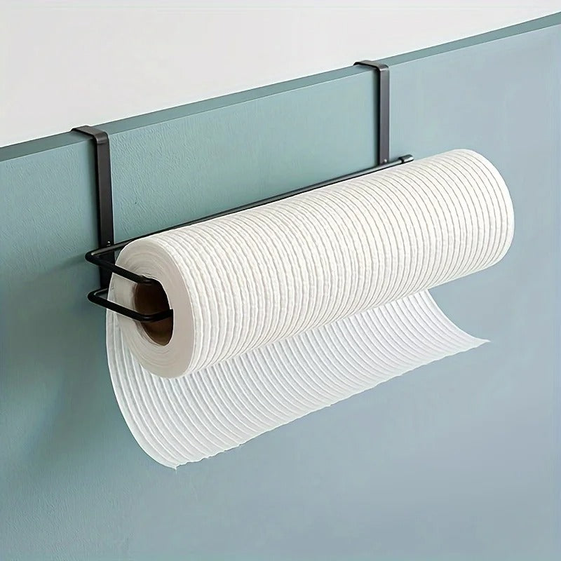 Cabinet Paper Towel Holder – Black Metal Kitchen Roll Rack