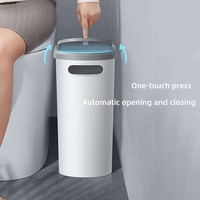 Press-Type Toilet Trash Can with Lid Large Capacity Bathroom & Home Waste Bin