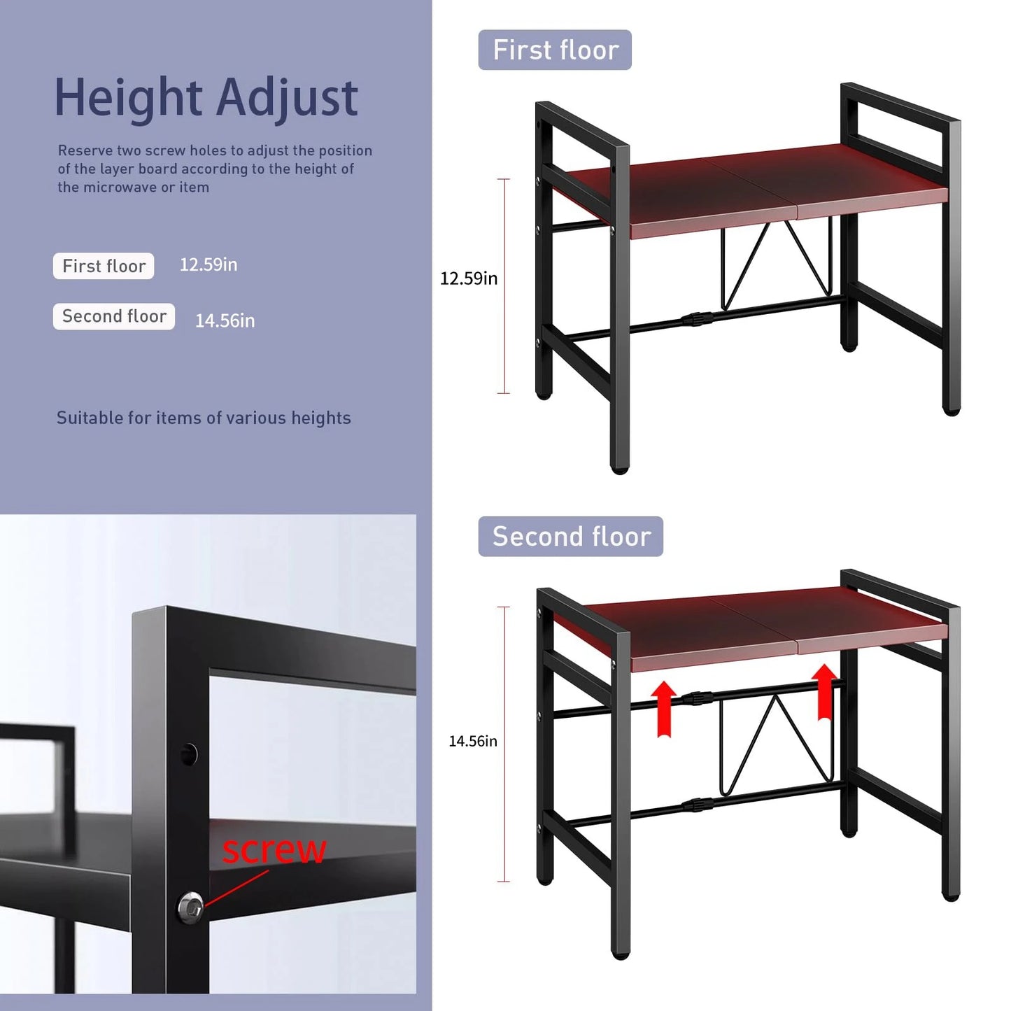 Microwave Adjustable Storage Shelf Stand