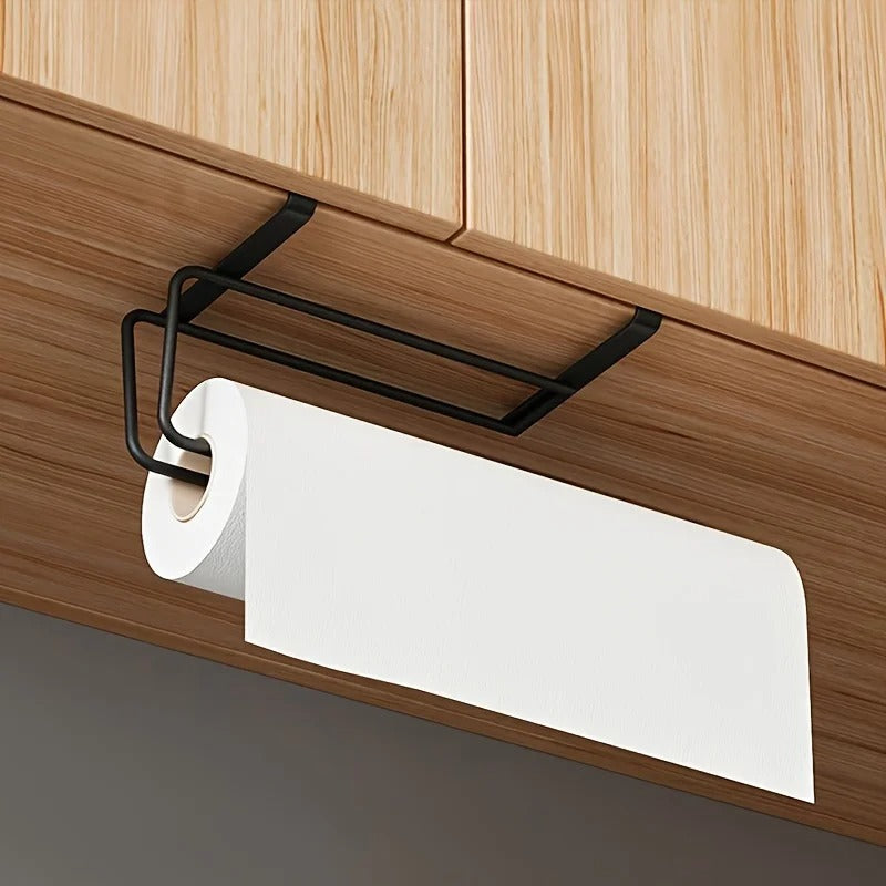Cabinet Paper Towel Holder – Black Metal Kitchen Roll Rack