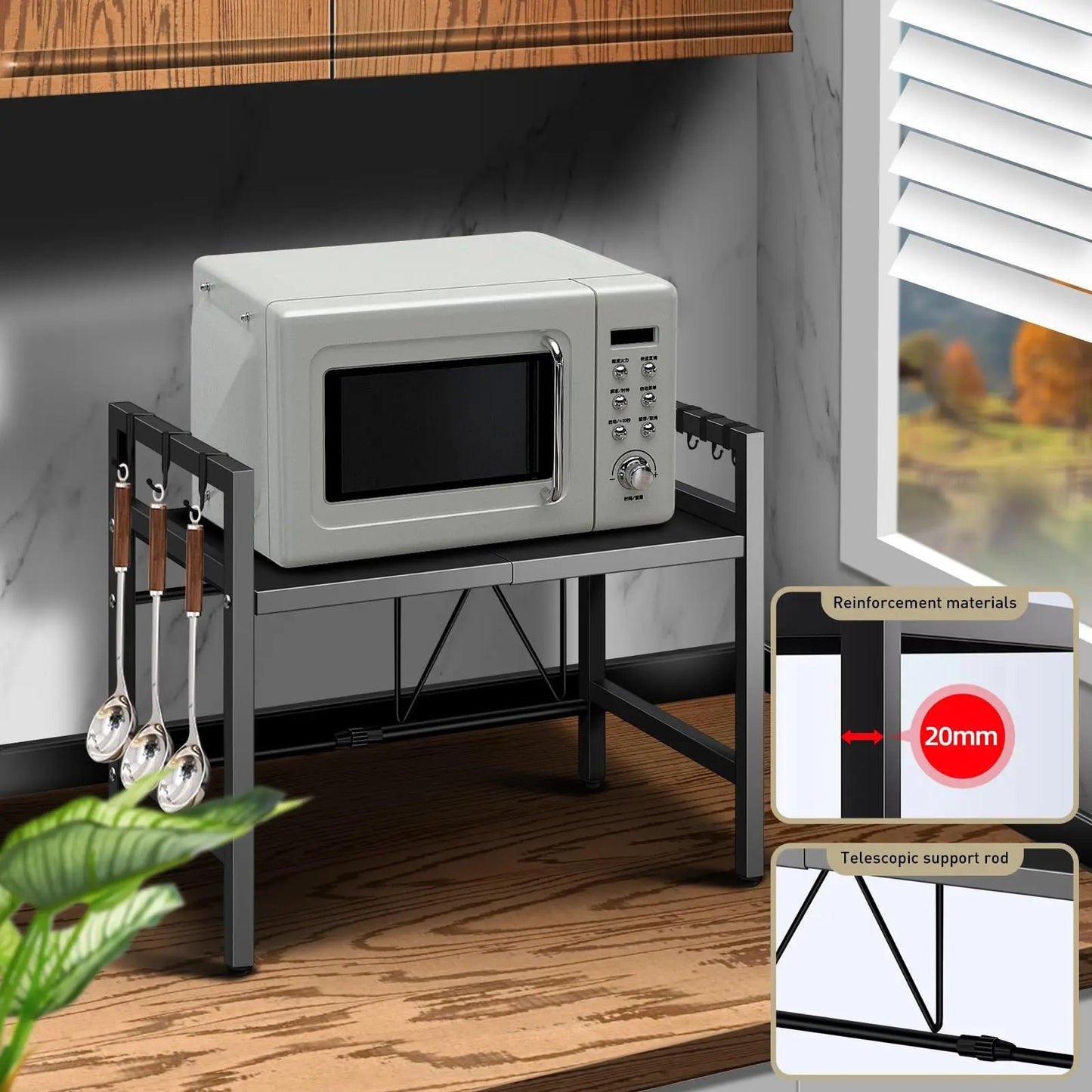 Microwave Adjustable Storage Shelf Stand