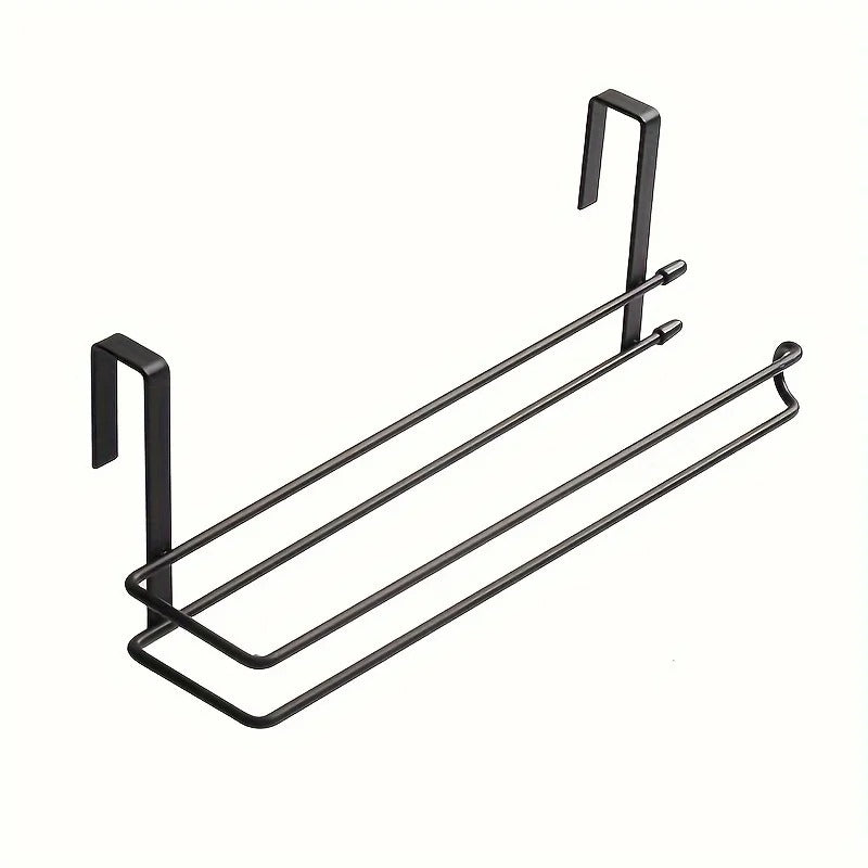 Cabinet Paper Towel Holder – Black Metal Kitchen Roll Rack